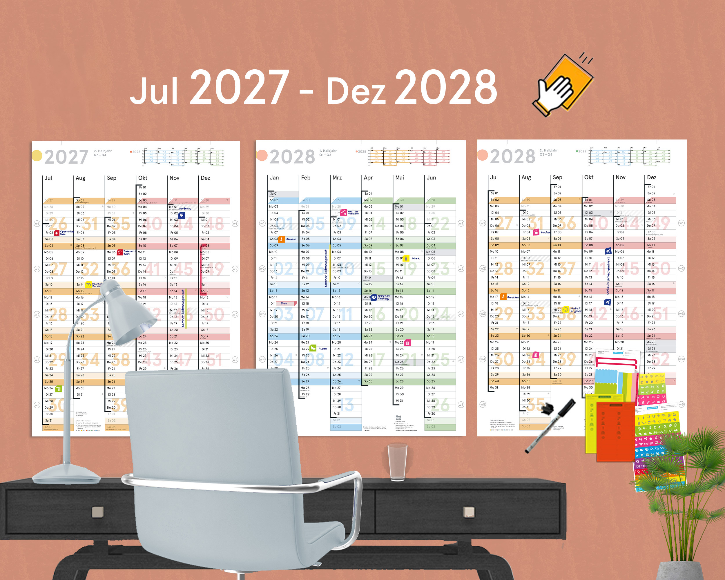 18-Monats-Wandplaner Jul 2027 – Dez 2028