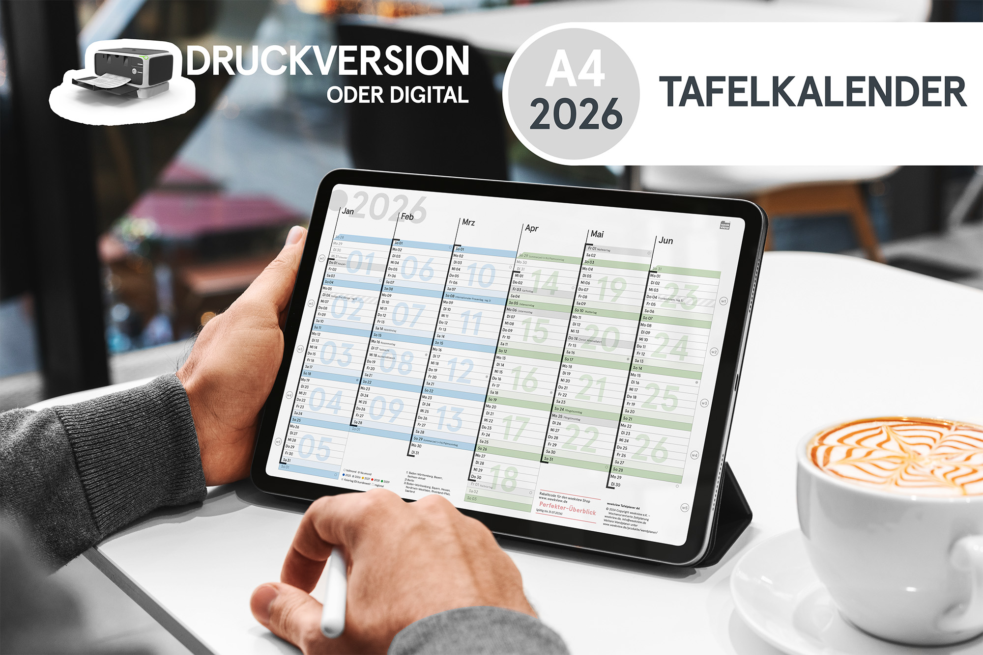 Digital Planner / Druckversion | Tafelkalender 2026