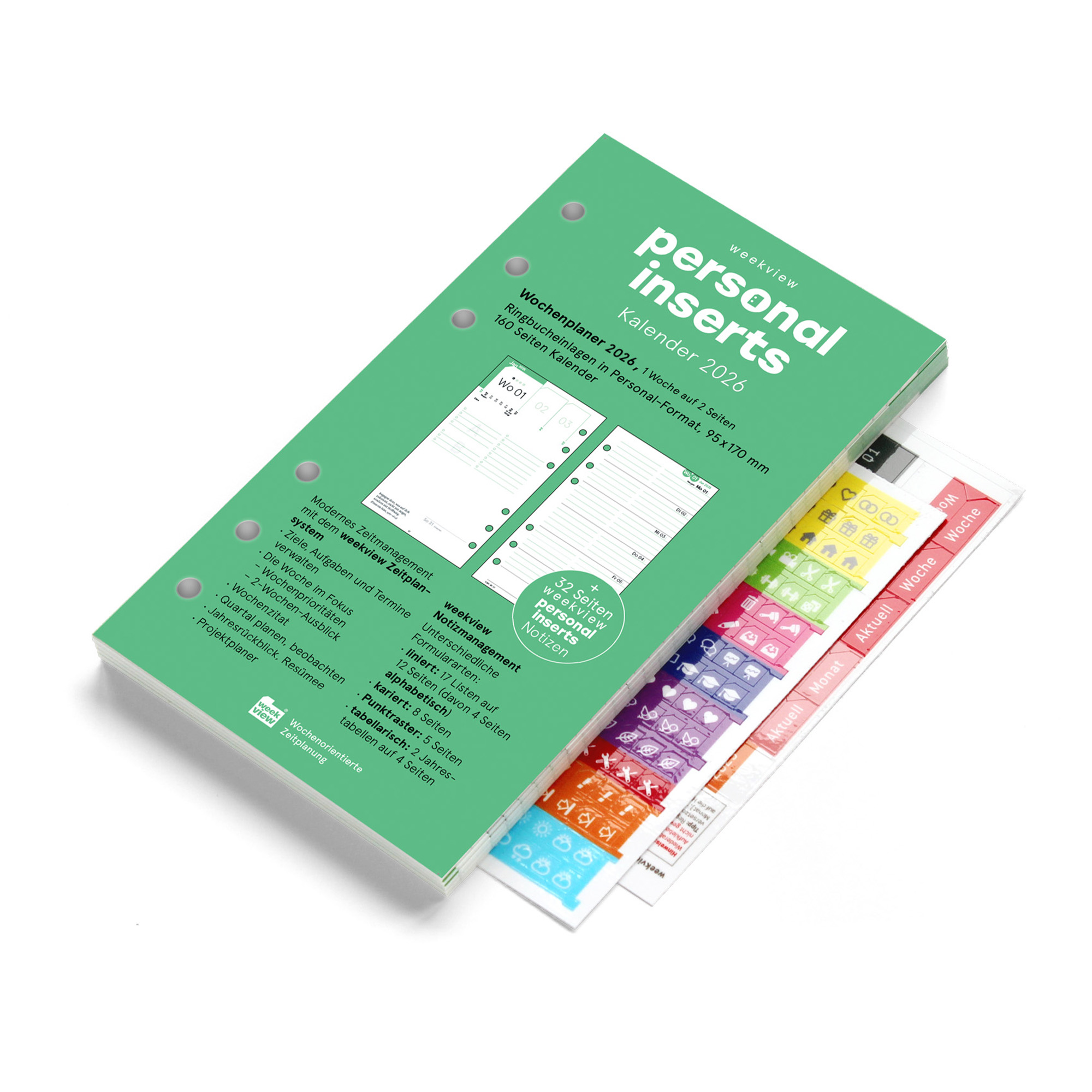 Personal-Einlagen 2026, Filofax-A6-Lochung