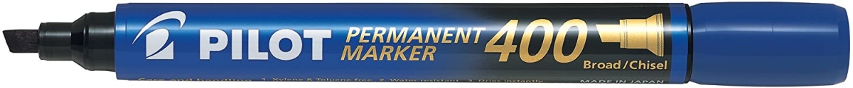 PILOT Permanent Marker 400 mit Keilspitze, 4er Set (Blau, Schwarz, Rot, Grün)