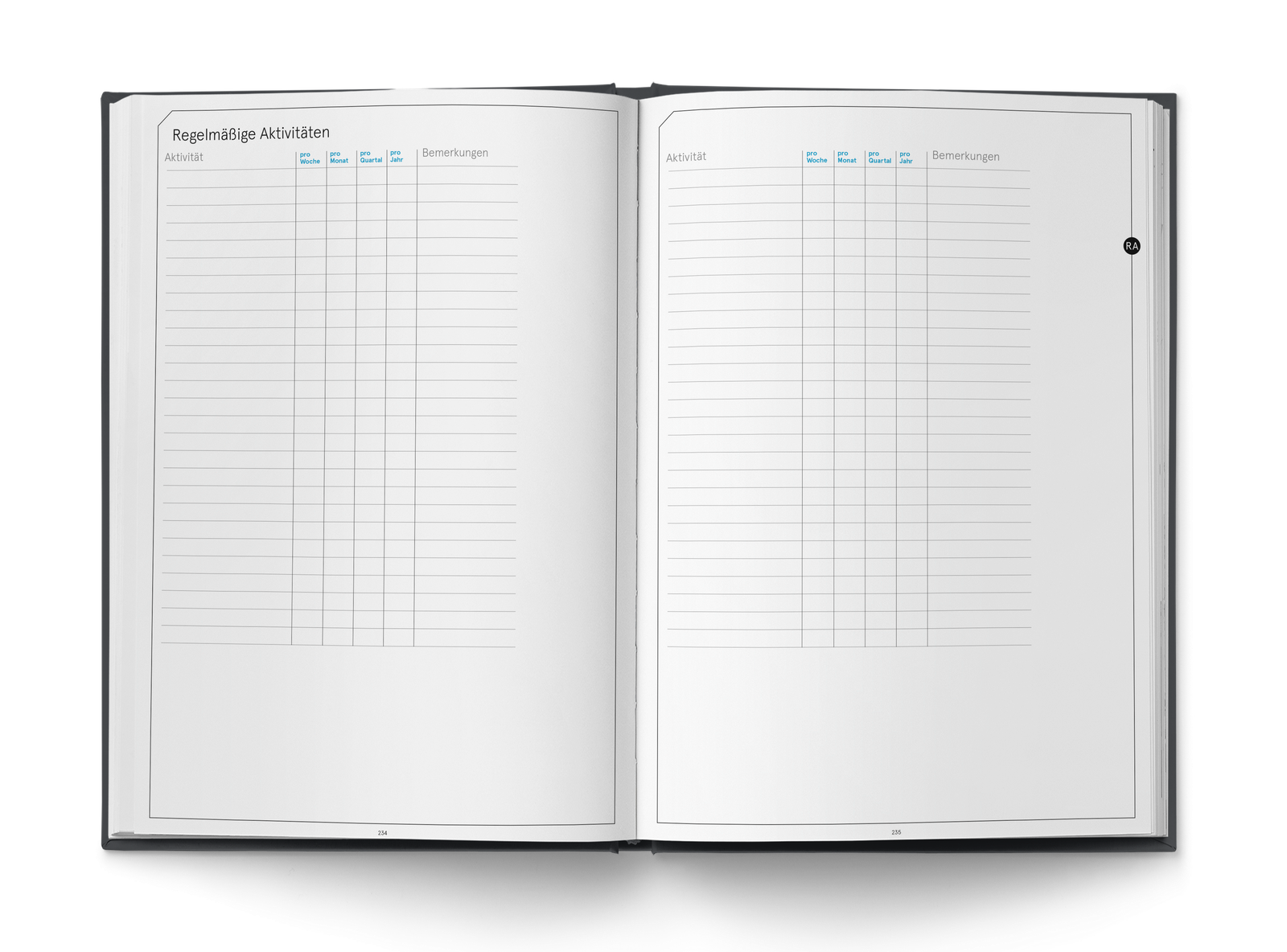 Business Planner Pro A4 — regelmäßige Aktivitäten