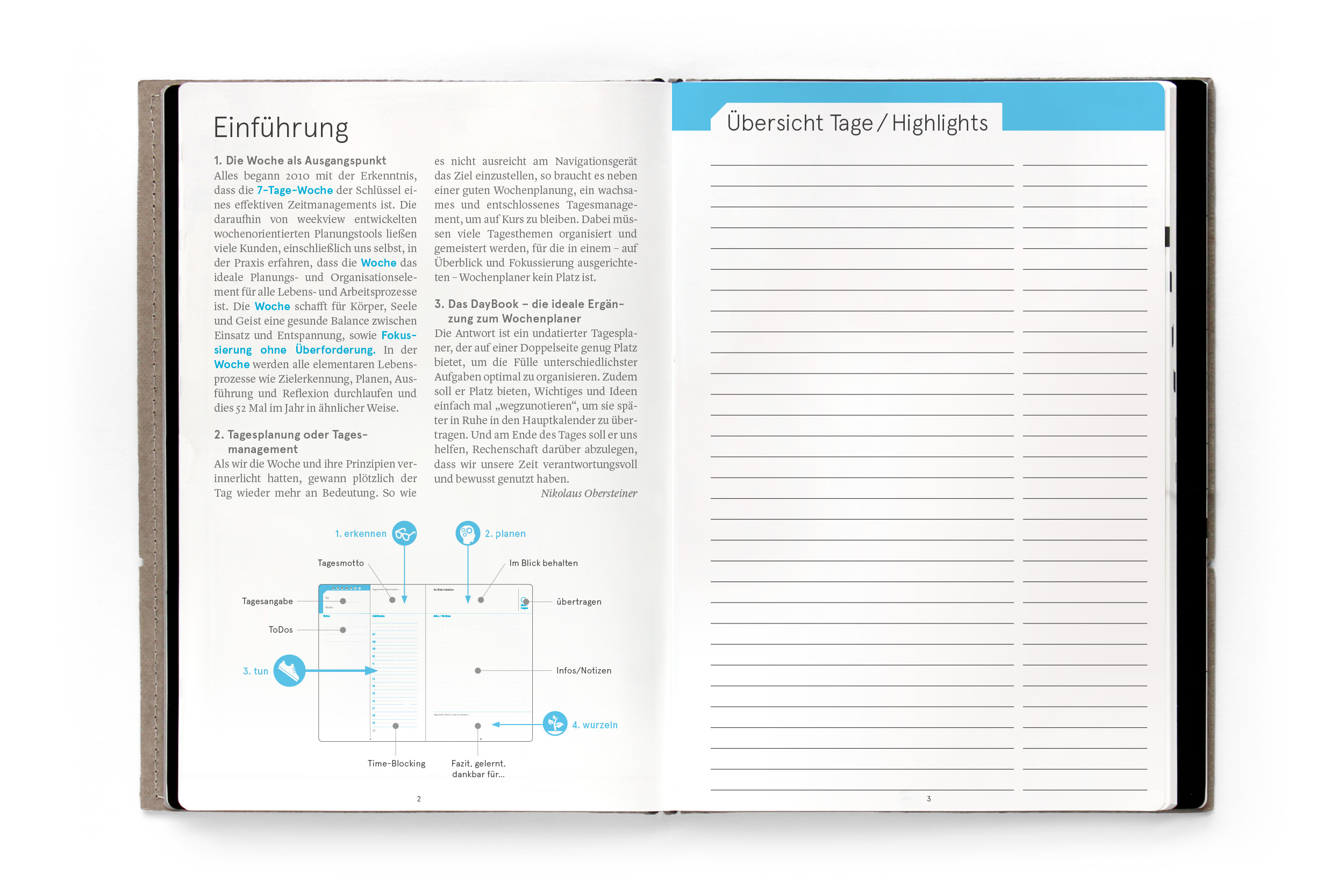 A5 weekview X17 DayBook (1 Tag - 2 Seiten)