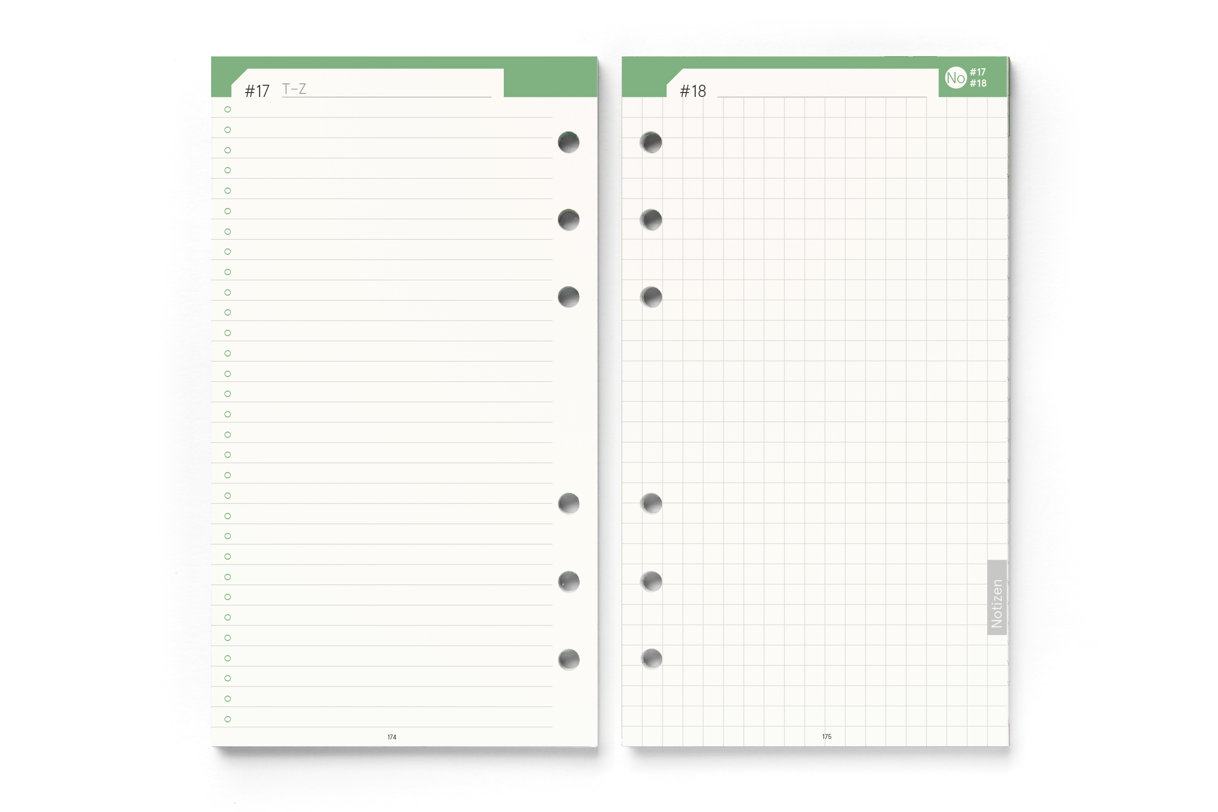 Personal-Einlagen 2027, Filofax-A6-Lochung