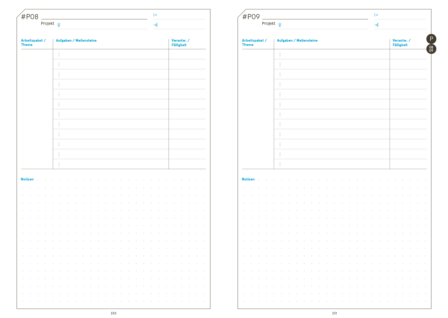Druckversion doppelseitig - Business-Einlagen A5 2027, inkl. Planungstools und Notizteil