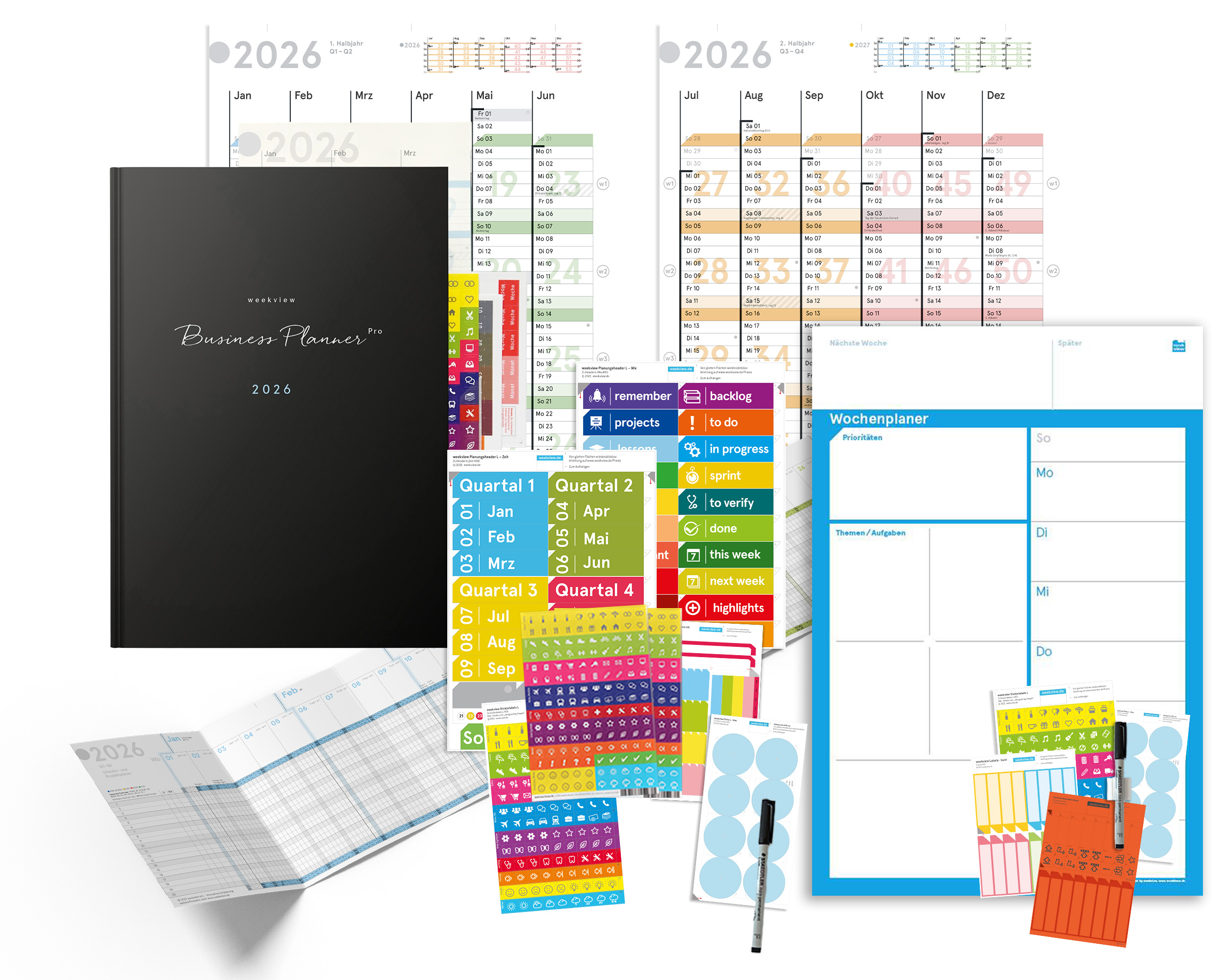 weekview Business Planner Pro A4 2027 Bundle Wandplaner