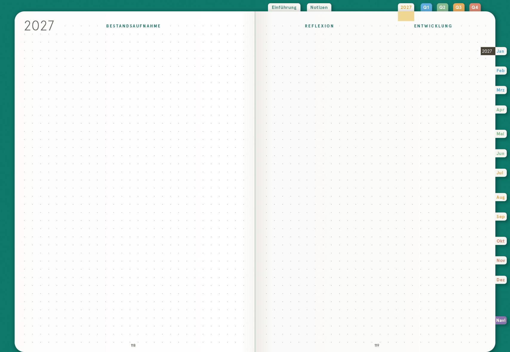 Digital Planner | Essentials 2027 - das Wochen-Reflexionstool | mit Navigation