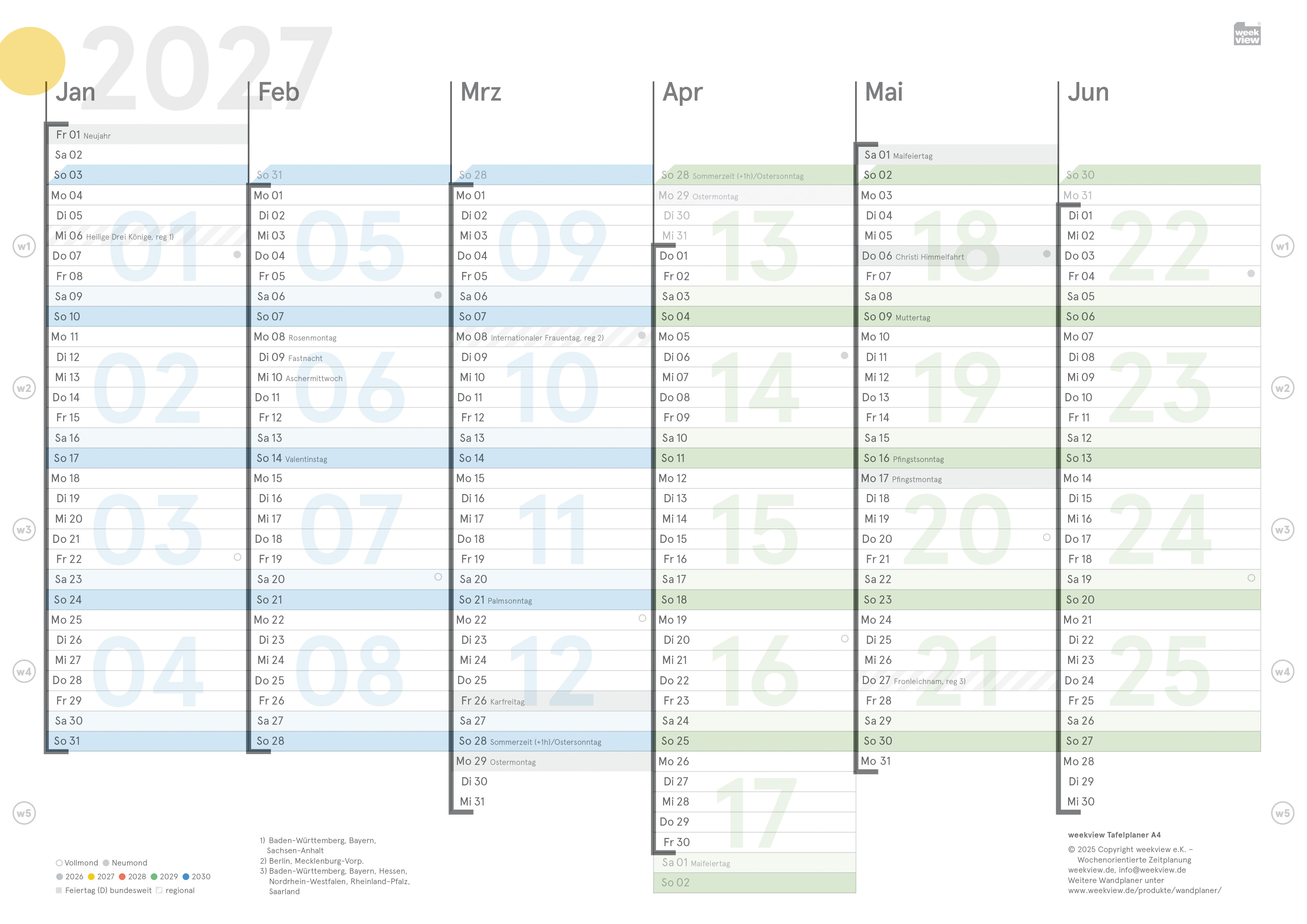 Digital Planner / Druckversion | Tafelkalender 2027
