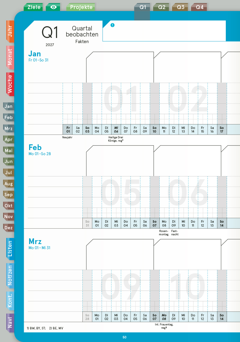 Digital Planner | Business 2027 | mit Navigation, einseitig