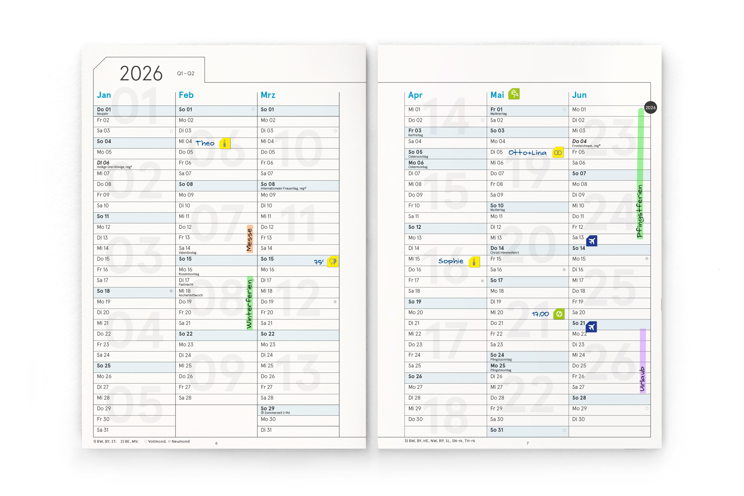 Business-Einlagen A5 2026 – Planungssystem mit Wochen- & Quartalsplanung | Filofax-A5-Lochung