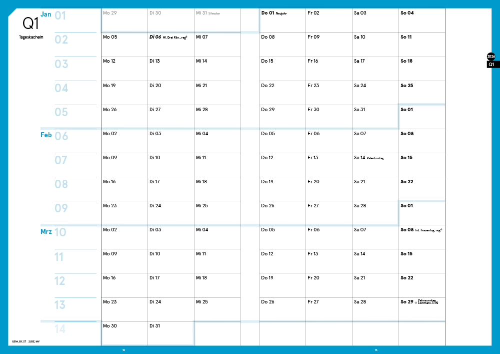 Druckversion (PDF) | A4-Planer 2026 | doppelseitig zum Selbstausdruck