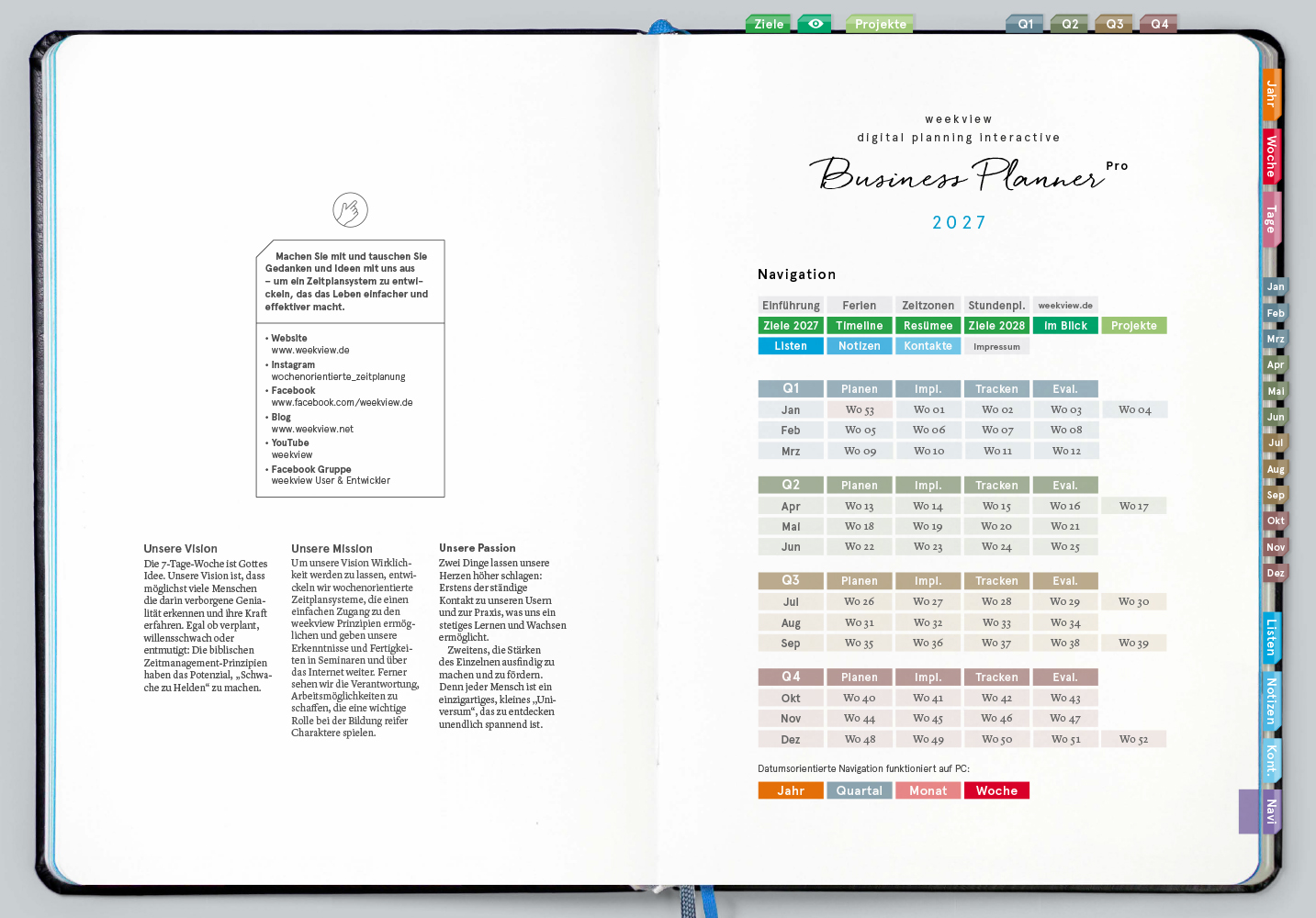 Digital Planner Pro | A4 Business 2027 | mit Navigation