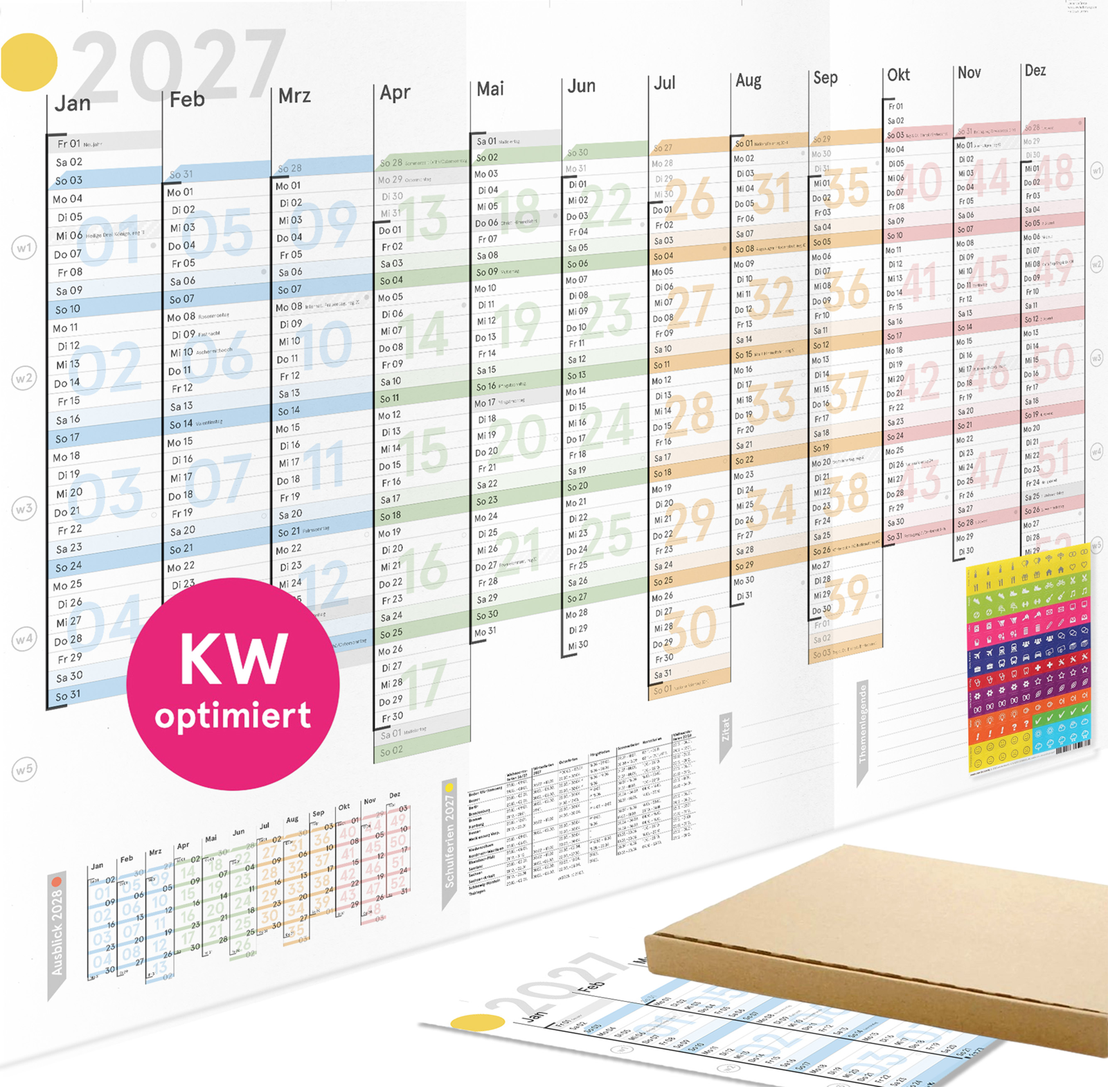 Wandplaner Colour 2027 – Wandkalender KW-optimiert, DIN A1