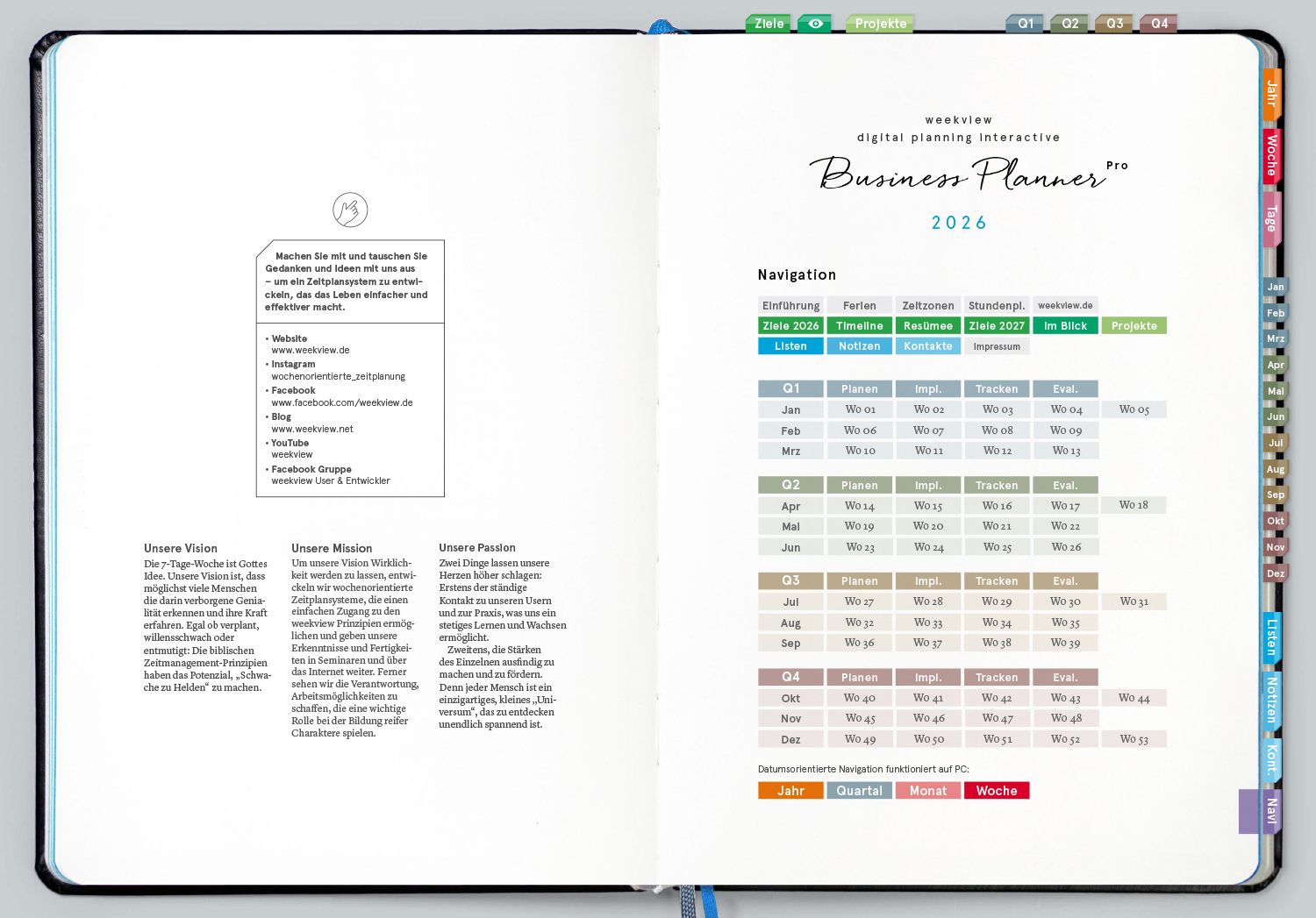 Digital Planner Pro | A4 Business 2026 | mit Navigation