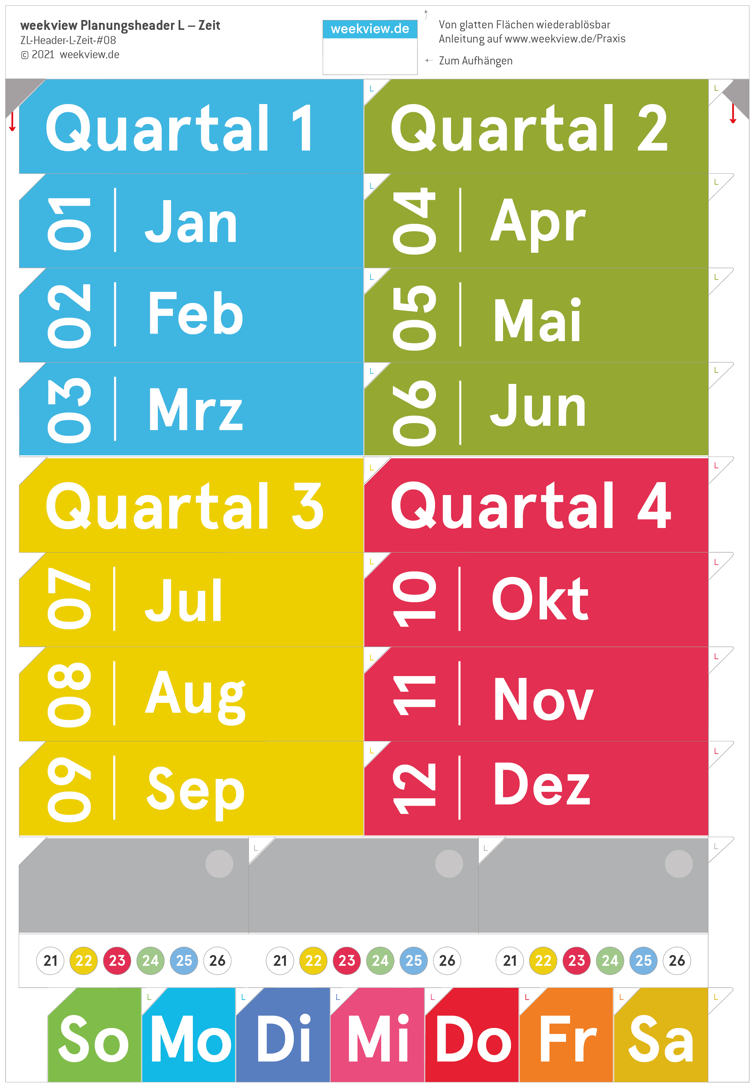 weekview Planungs-Header L – Beschriftung für Whiteboards & Boards – Ansicht 2
