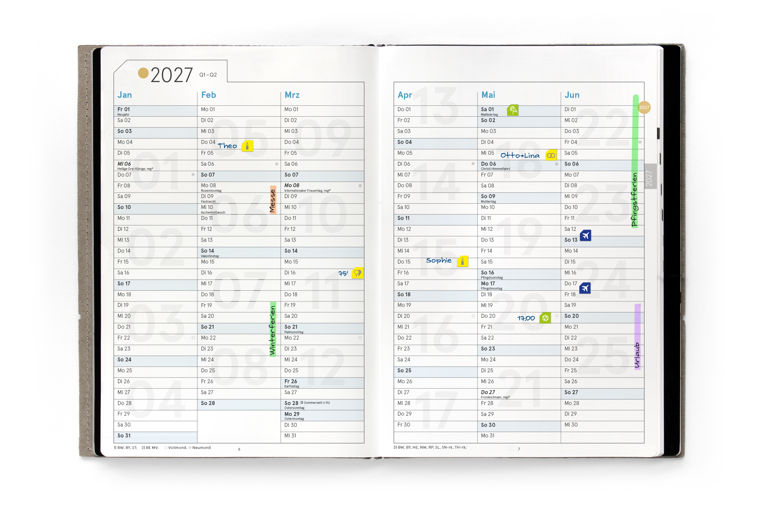 weekview A5 X17 Planungsübersichten 2027