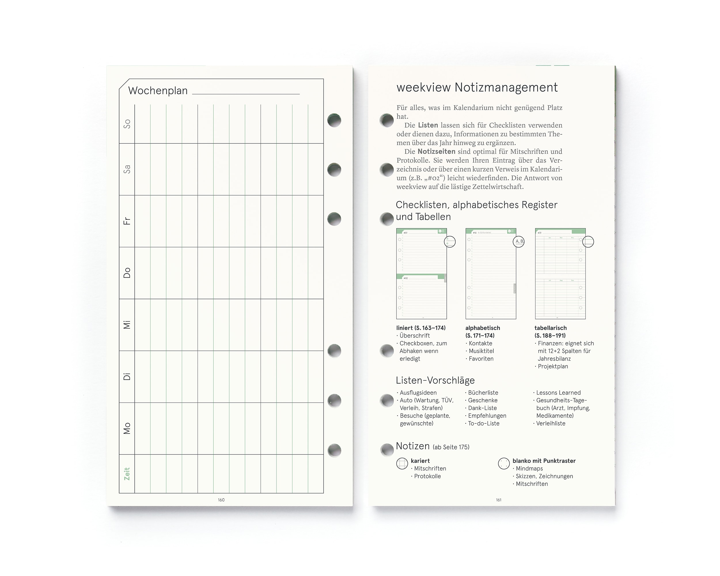 3x Personal Notizen, Filofax Lochung