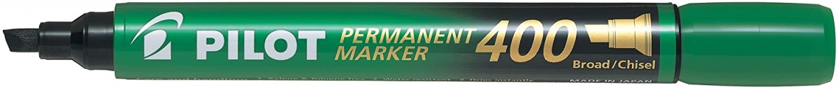 PILOT Permanent Marker 400 mit Keilspitze, 4er Set (Blau, Schwarz, Rot, Grün)