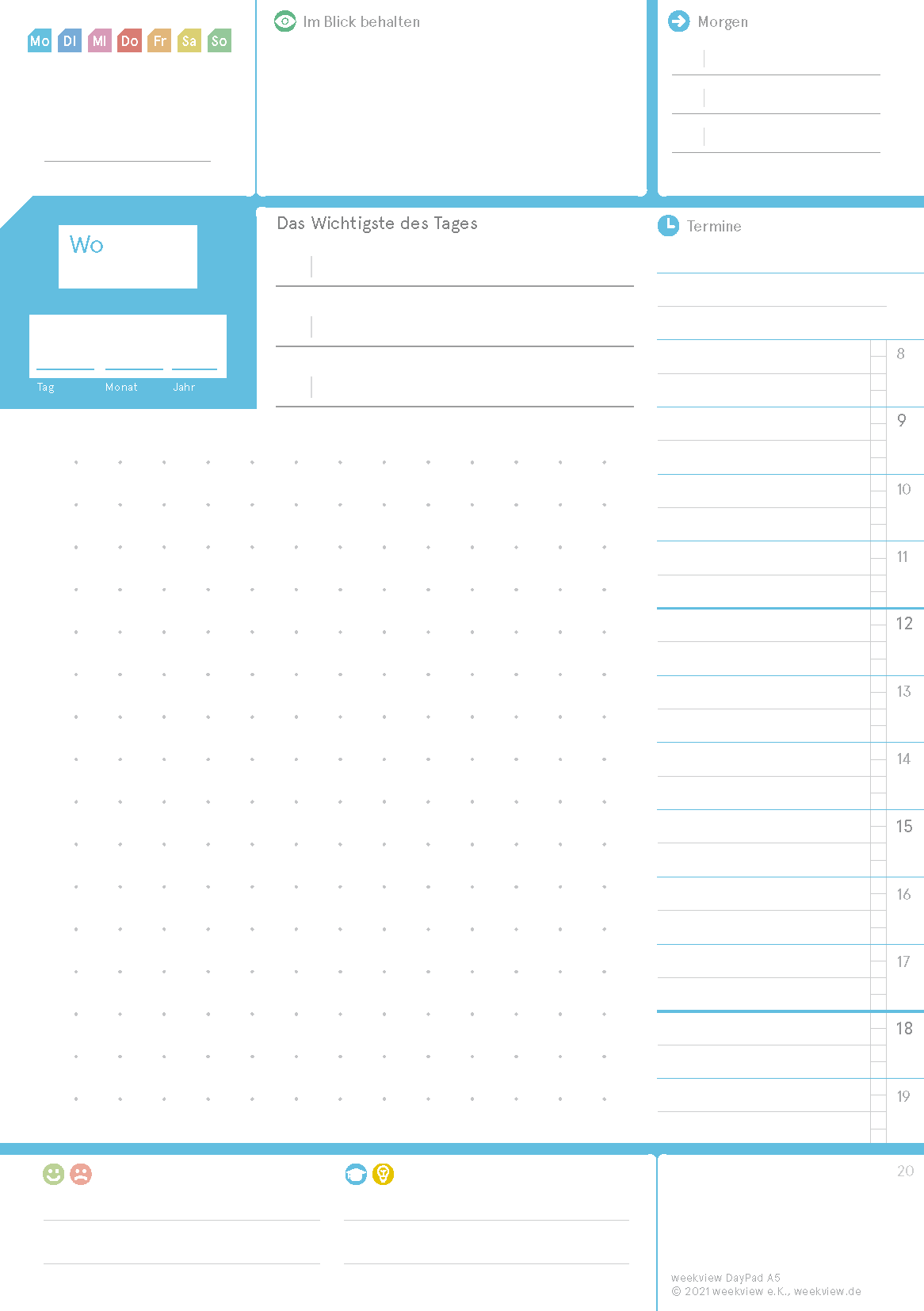 Digital Planner / Druckversion | DayPad | Für das Wichtigste des Tages
