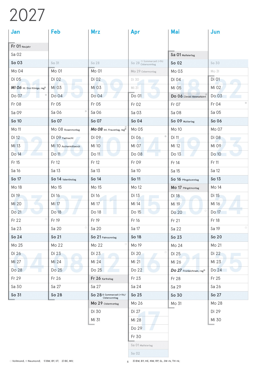Druckversion (PDF) | A4-Planer 2027 | einseitig zum Selbstausdruck