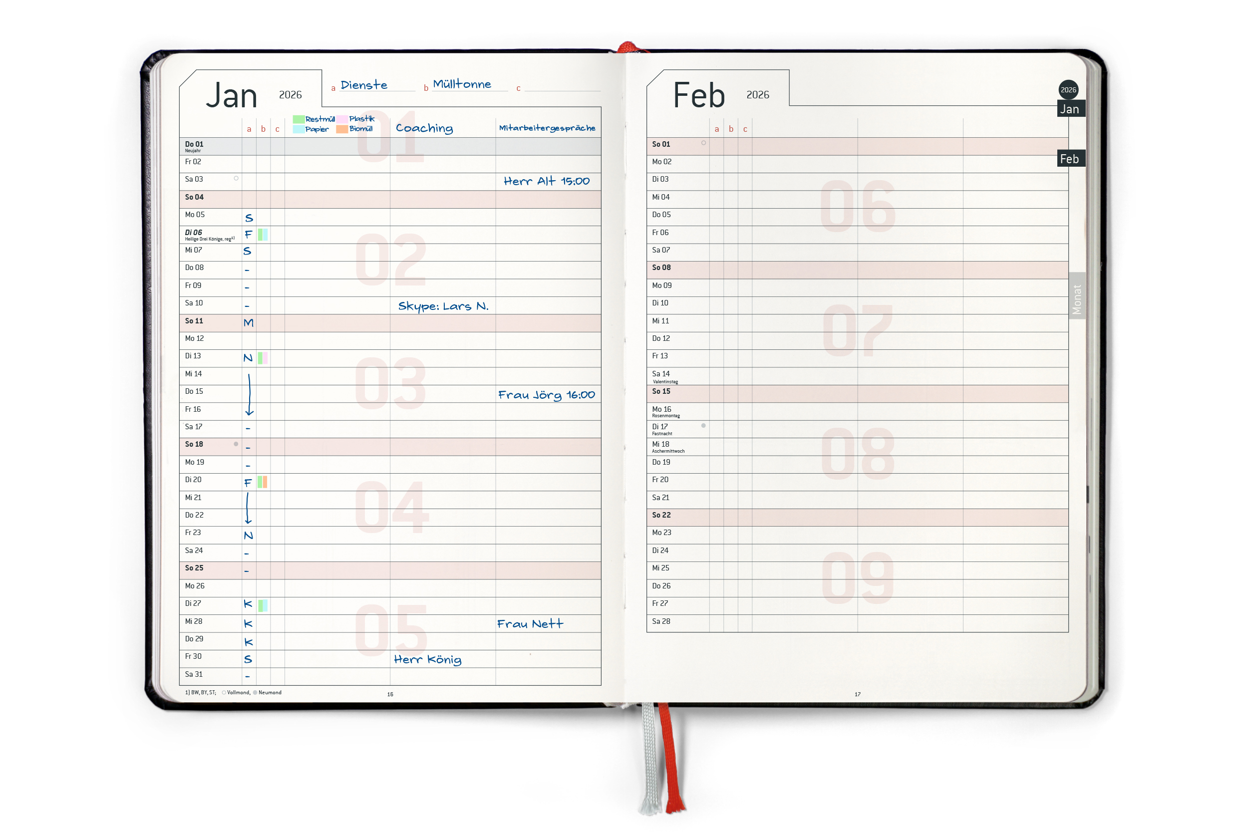 weekview Business Planner 2026 Classic – A5+ Erfolgsplaner mit Wochen- & Quartalsplanung | Black