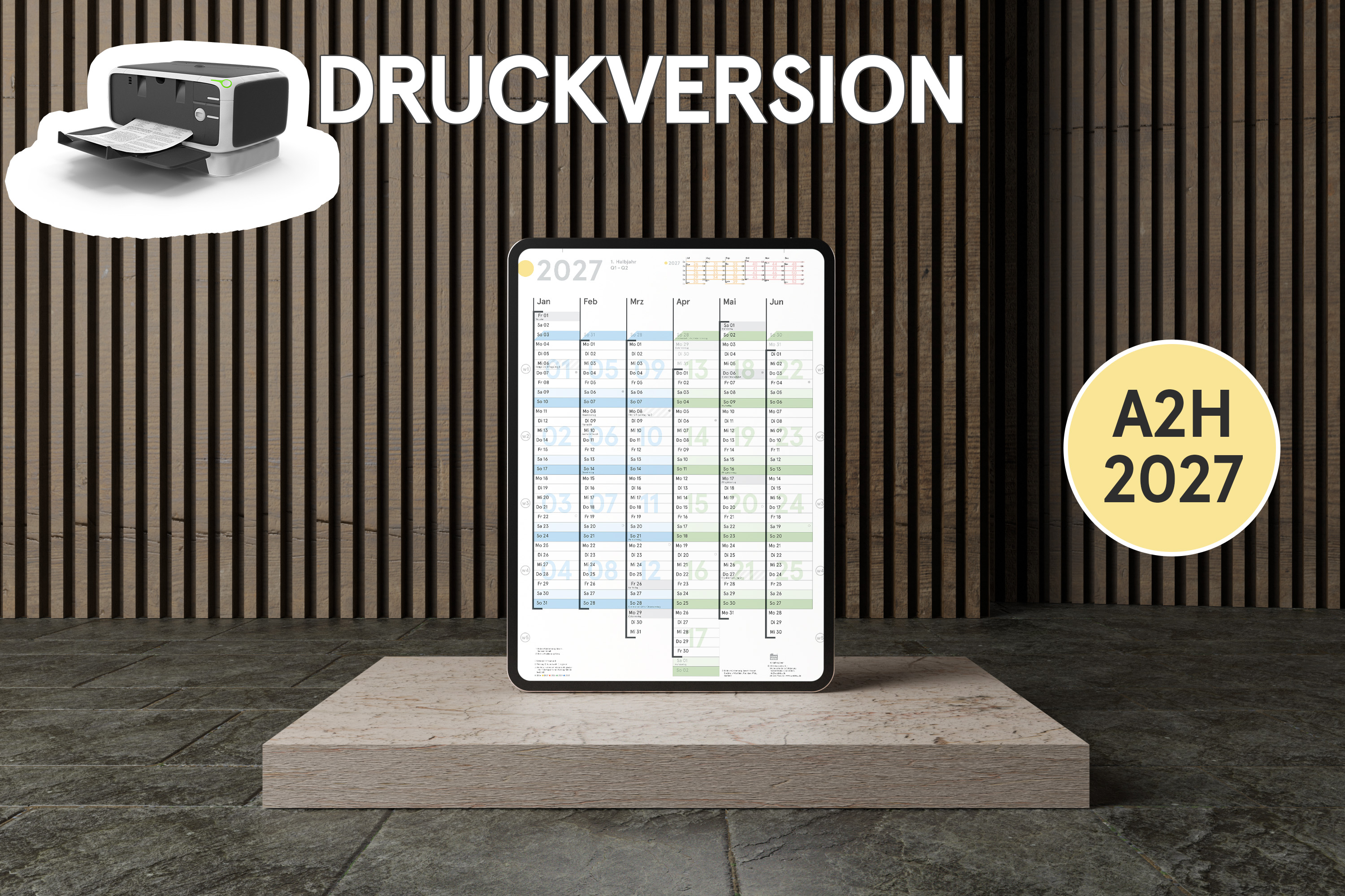 Digital Planner / Druckversion | Wandplaner A2h 2027