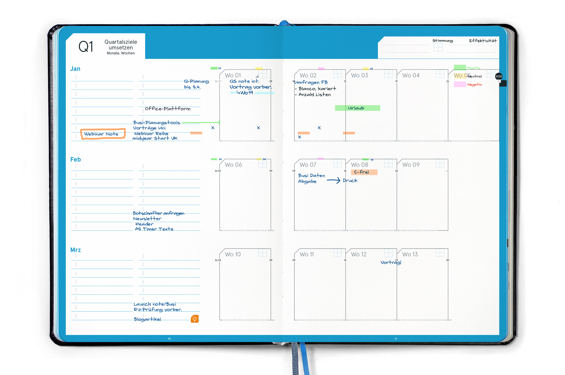 weekview Planer: Quartal umsetzen