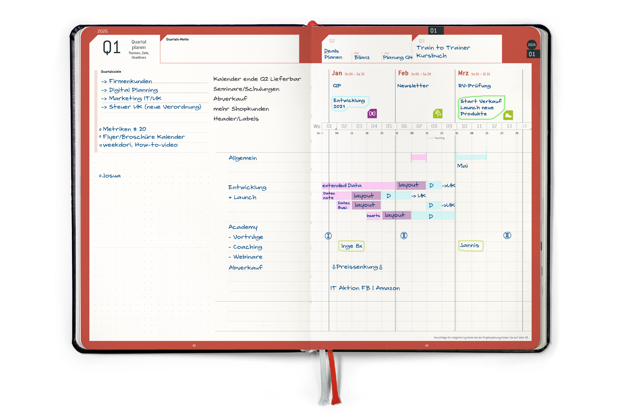 weekview Business Planner 2026 Classic – A5+ Erfolgsplaner mit Wochen- & Quartalsplanung | Black