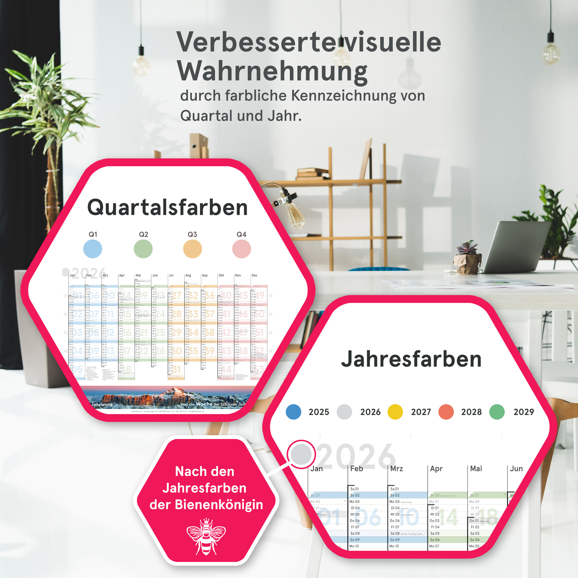 Wandplaner Colour A2 2026 - Bergmotiv - Wandkalender KW-optimiert, DIN A2, gefaltet