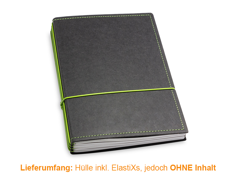 A5 Hülle 4er Texon Schwarz/Grün inkl. ElastiXs