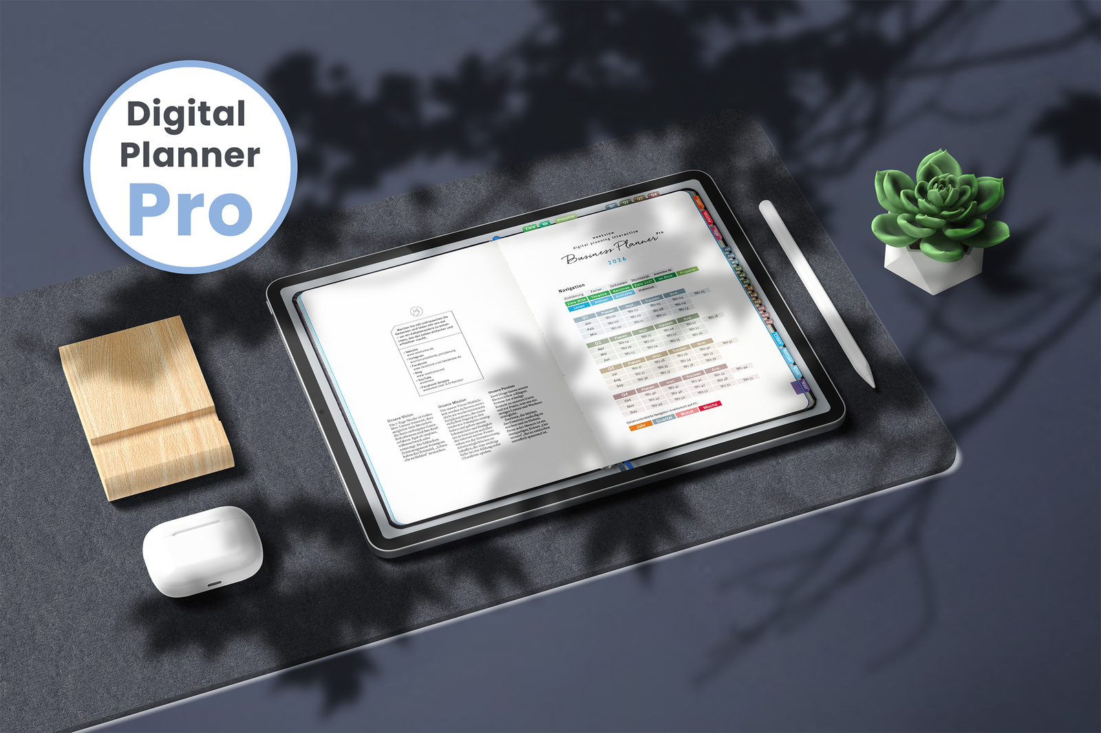 Digital Planner Pro A4 Business 2026 mit Navigation