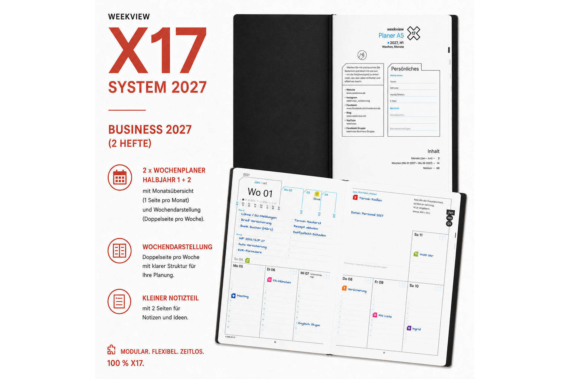 X17 Business 2027 Planer-Hefte