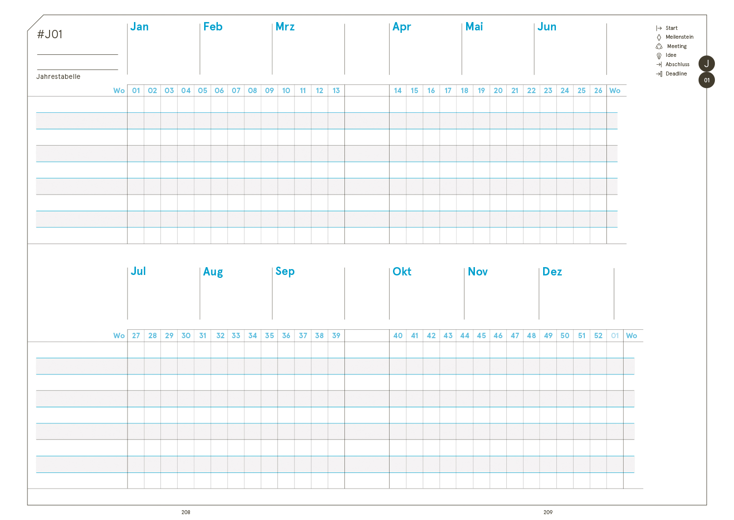 Druckversion doppelseitig - Business-Einlagen A5 2027, inkl. Planungstools und Notizteil