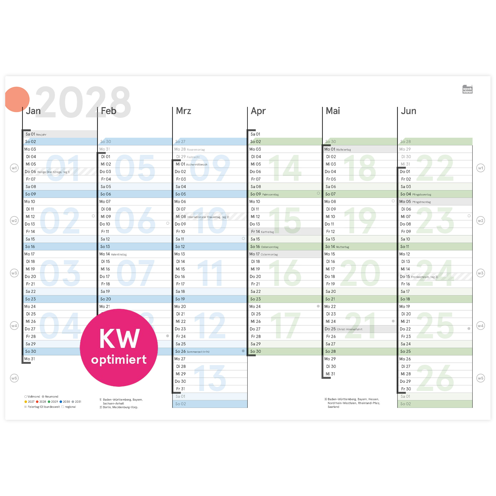 Tafelkalender 2028 A4