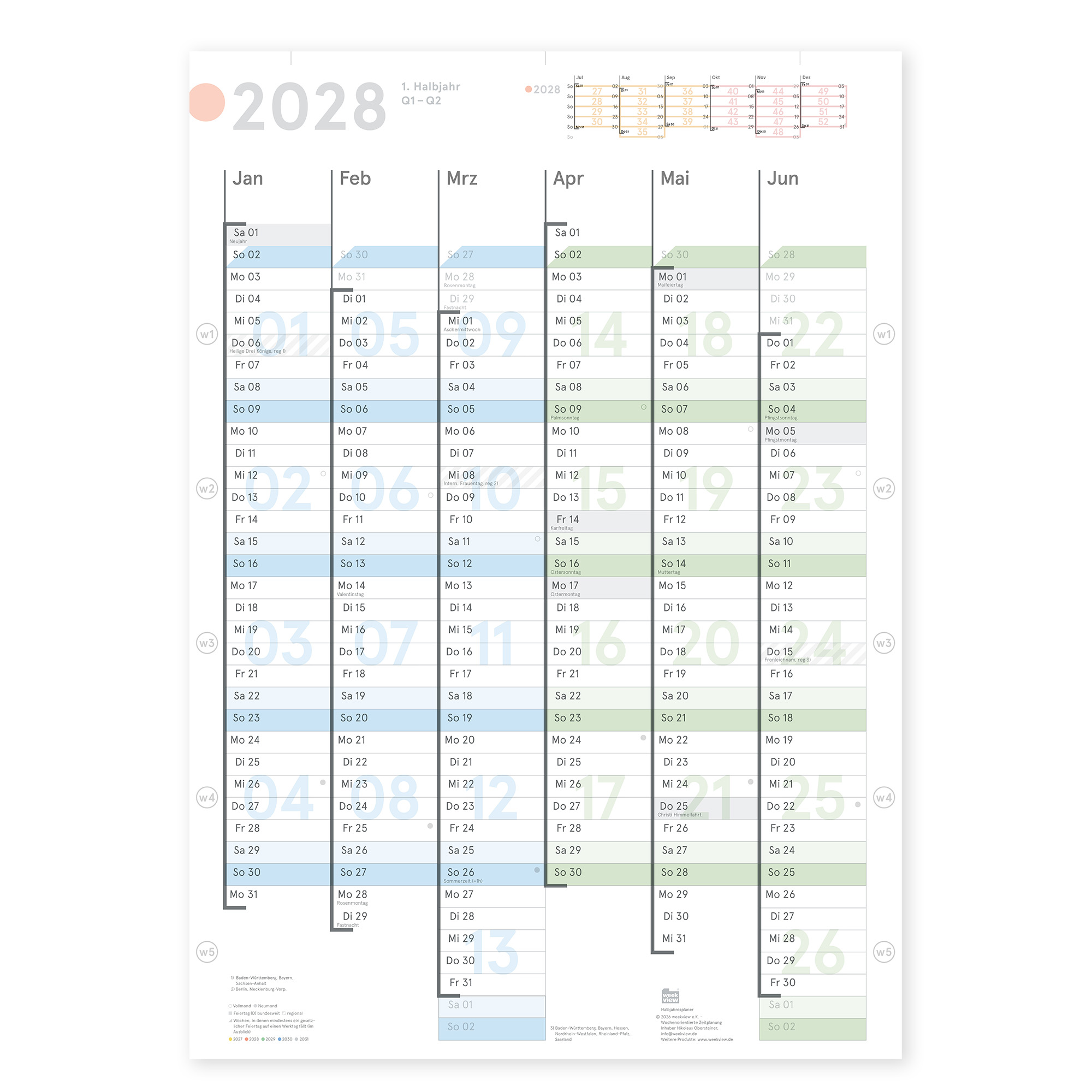 18-Monats-Wandplaner Jul 2027 – Dez 2028