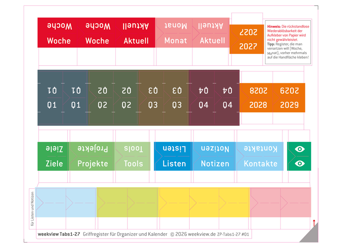 weekview Tabs 2027 – stick-on index tabs