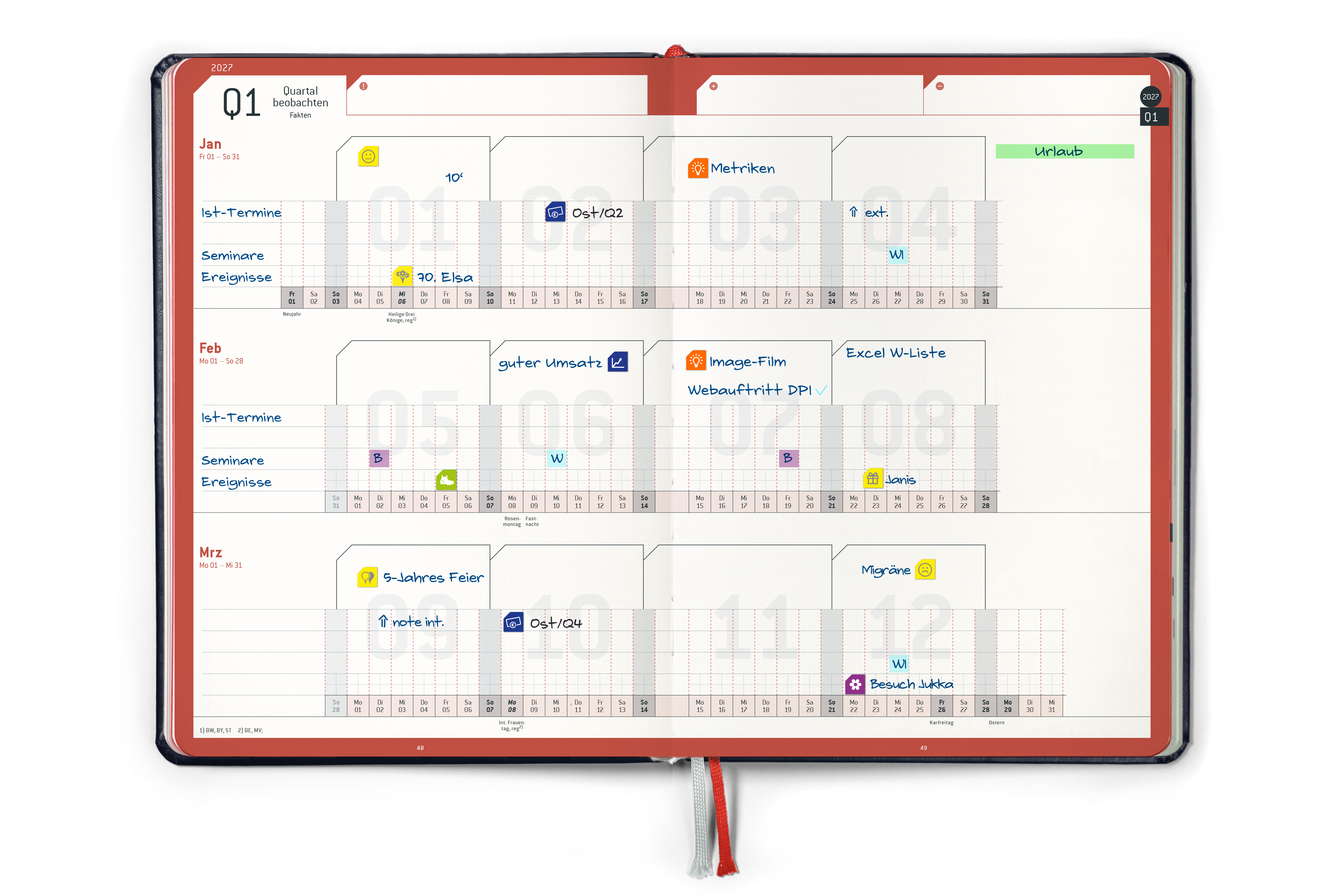 weekview Business Planner 2027 A5+ Classic | Red Scarlet Edition