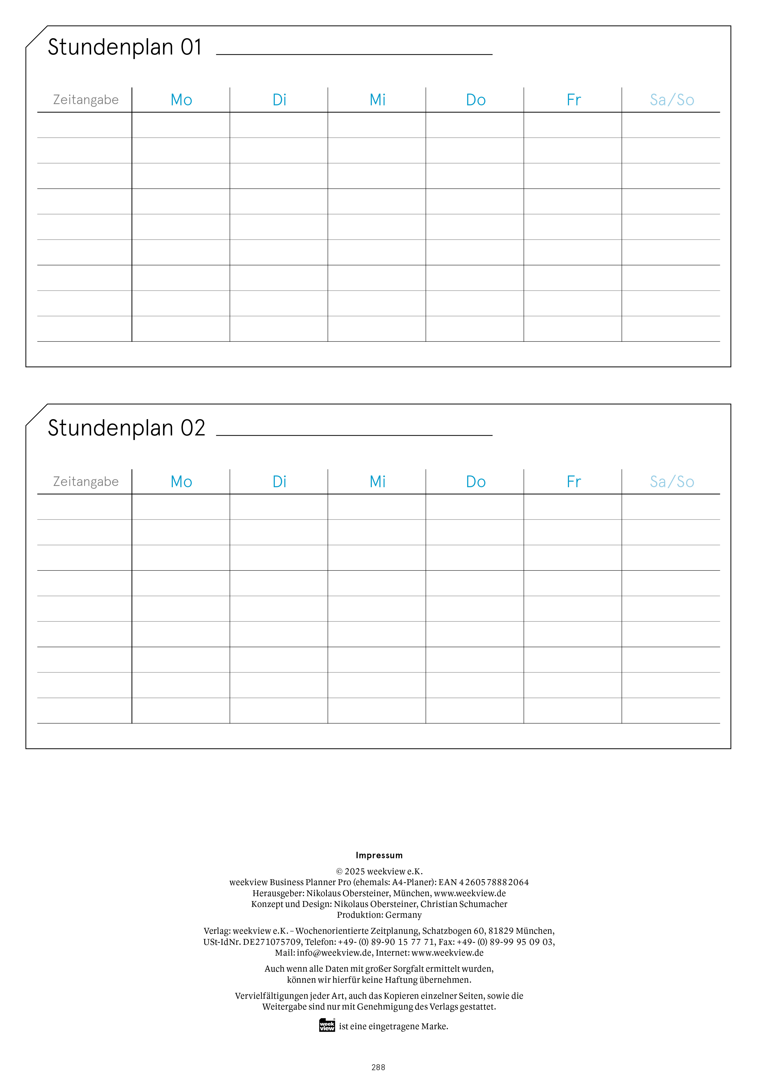 Druckversion (PDF) | A4-Planer 2026 | einseitig zum Selbstausdruck