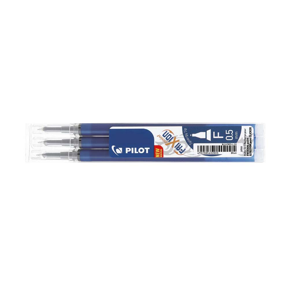 3er-Pack Ersatzminen 0,5 für Frixion Point & Frixion Clicker Set | Blau
