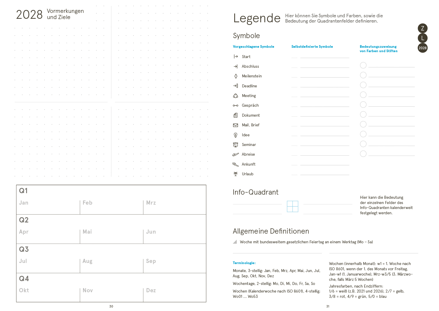Druckversion doppelseitig - Business-Einlagen A5 2027, inkl. Planungstools und Notizteil