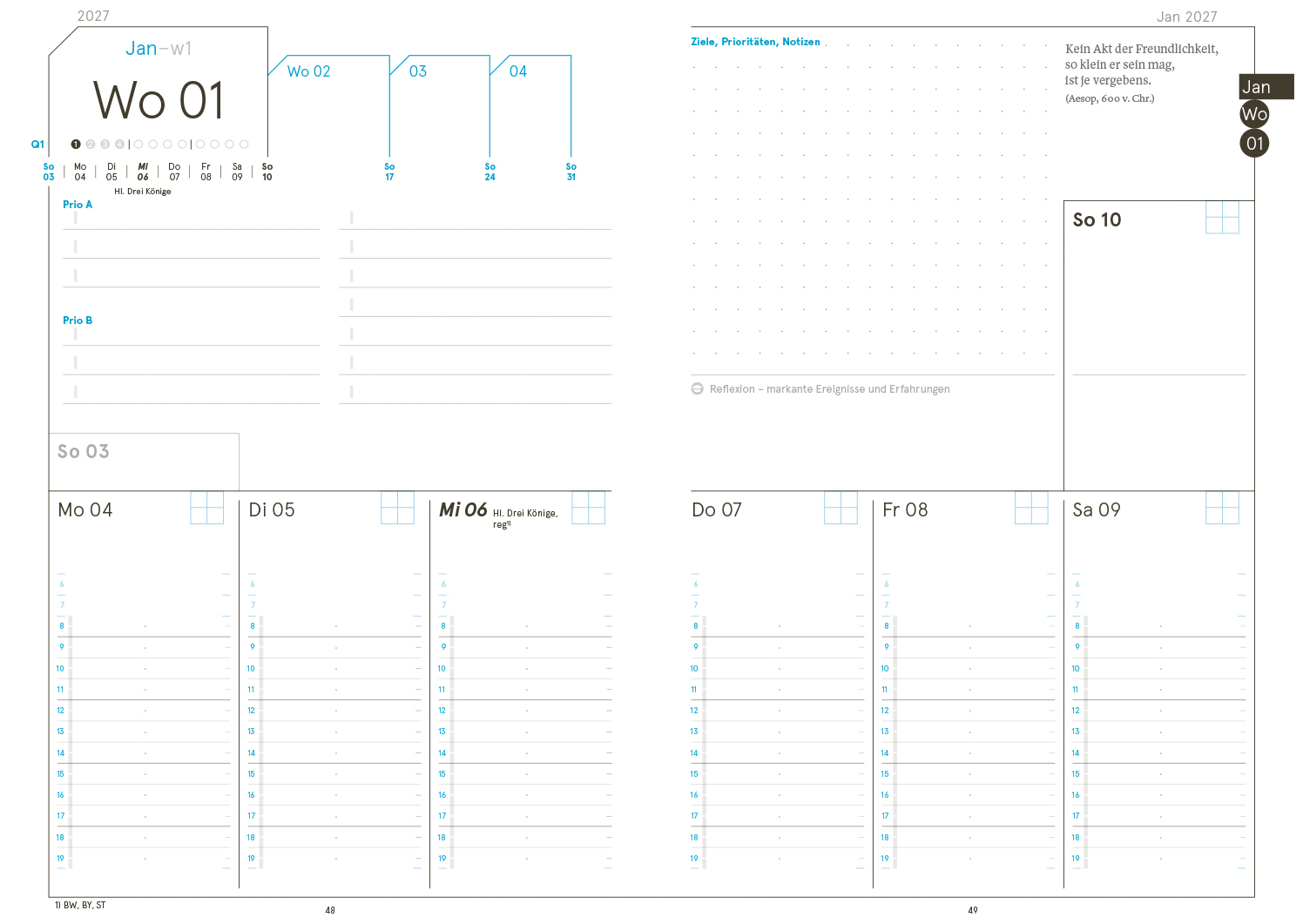 Druckversion doppelseitig - Business-Einlagen A5 2027, inkl. Planungstools und Notizteil