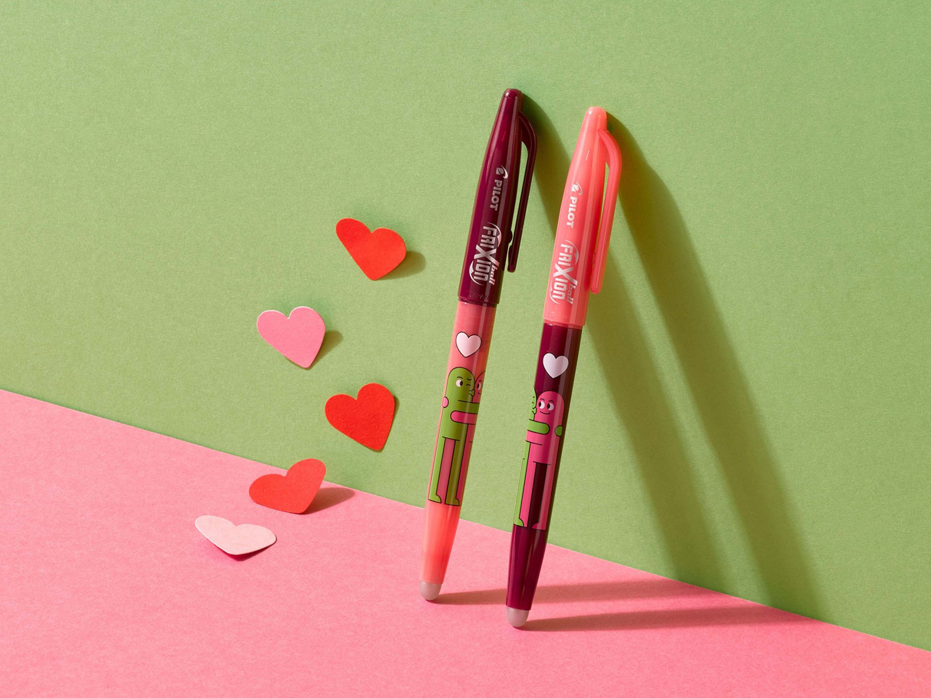 Pilot FriXion Ball Best Friends Edition – Heart Huggers, 2er-Set radierbar 0,7 mm