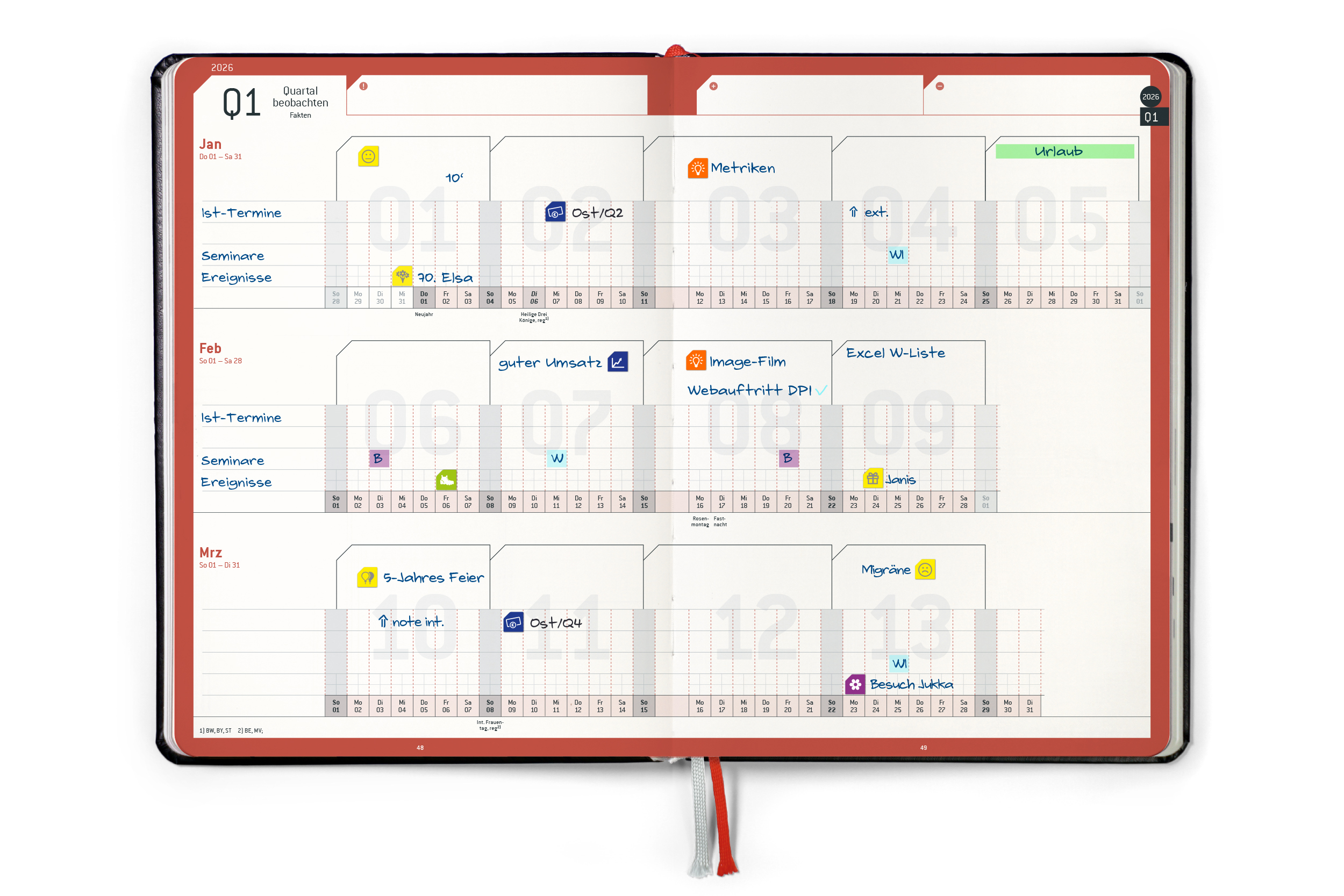 weekview Business Planner 2026 Classic – A5+ Erfolgsplaner mit Wochen- & Quartalsplanung | Black