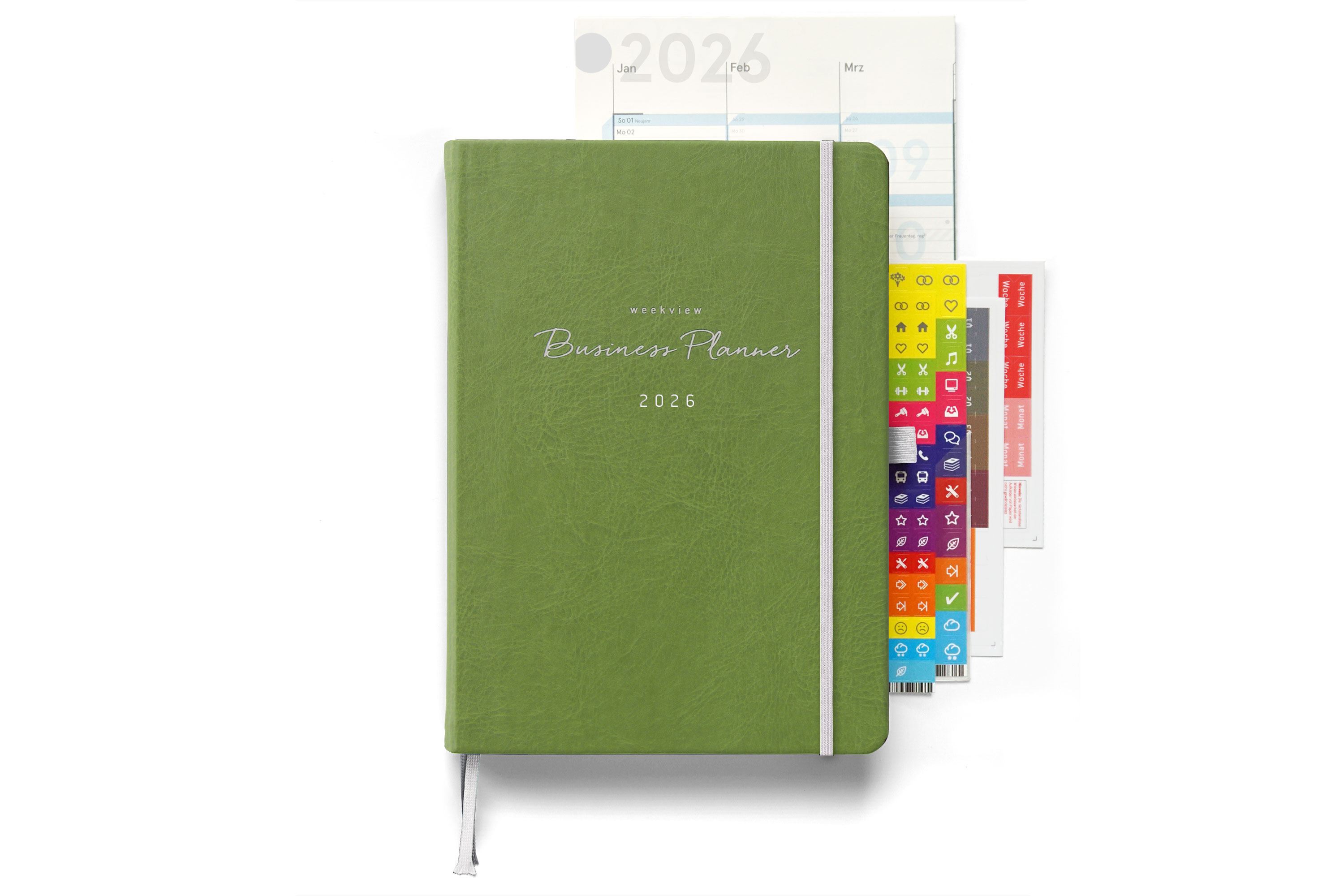 weekview Business Planner 2026 Plus – A5+ success planner with weekly & quarterly planning | Olive Green