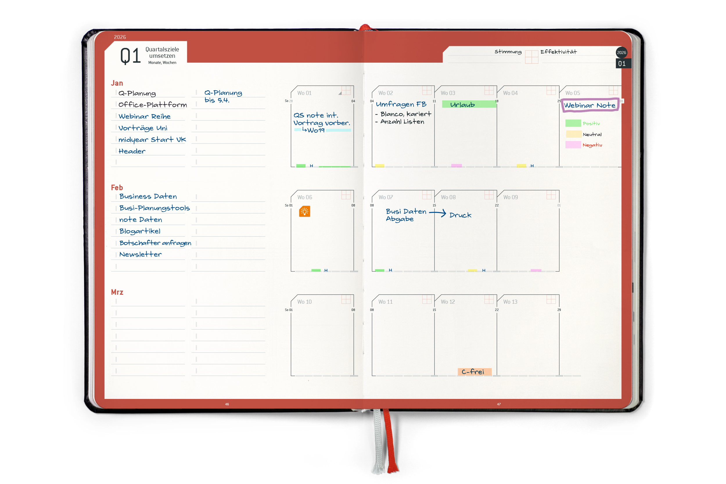 weekview Business Planner 2026 Classic – A5+ Erfolgsplaner mit Wochen- & Quartalsplanung | Black