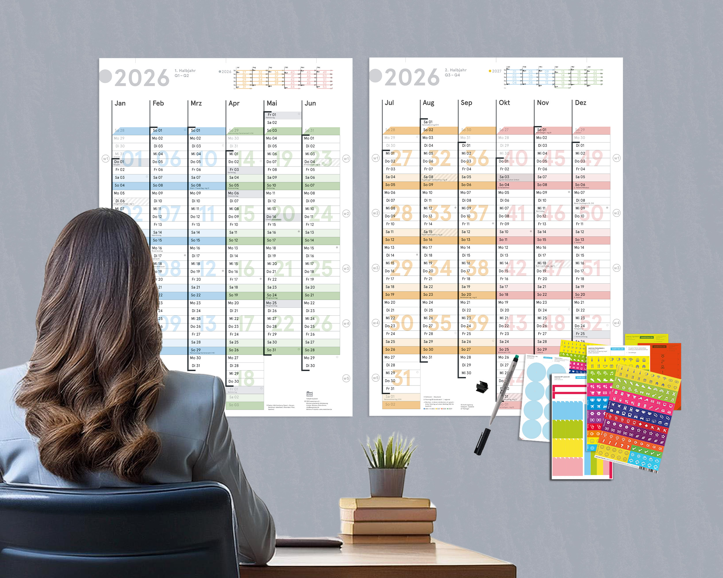 weekview Business Planner Pro A4 2027 Bundle Wandplaner