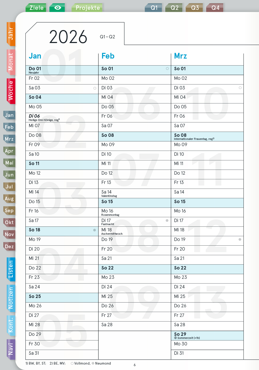 Digital Planner | Business 2026 | mit Navigation, einseitig