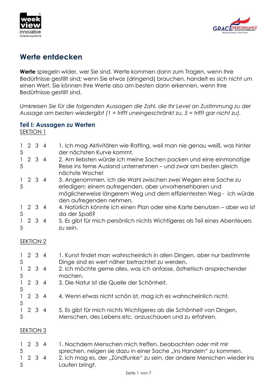 Vorschau: Werte entdecken