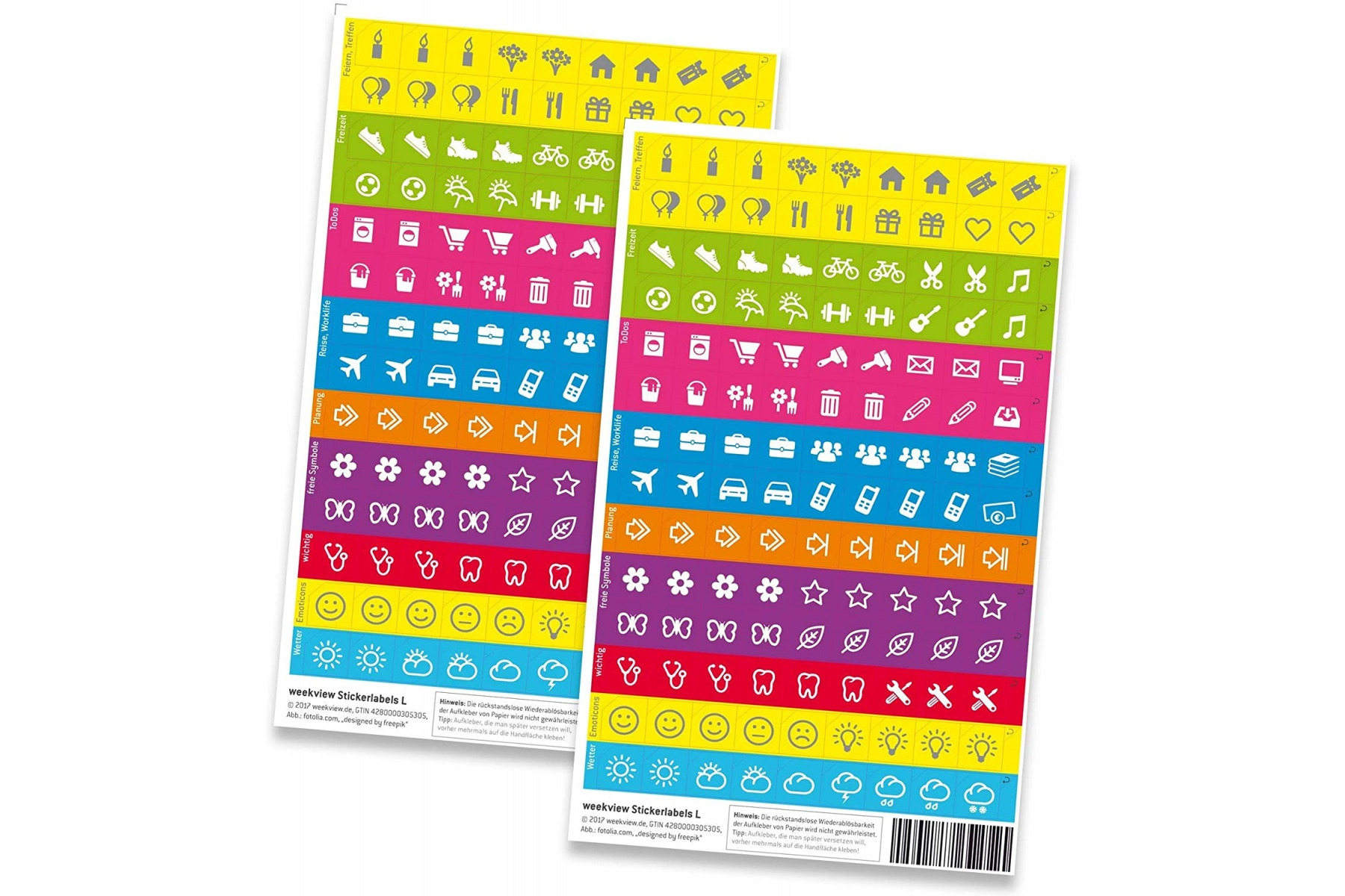 weekview Sticker L - 5er Set