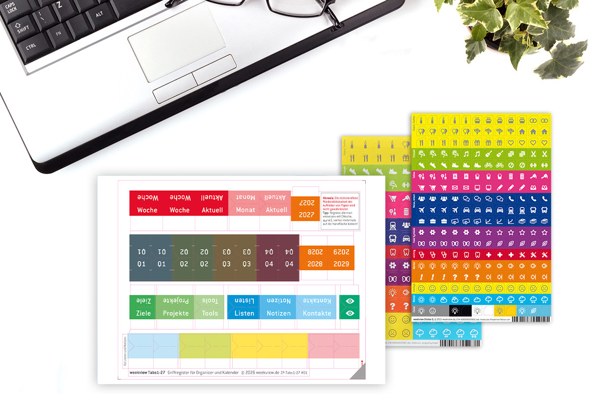 weekview Tabs 2027 – Griffregister zum Selbsteinkleben