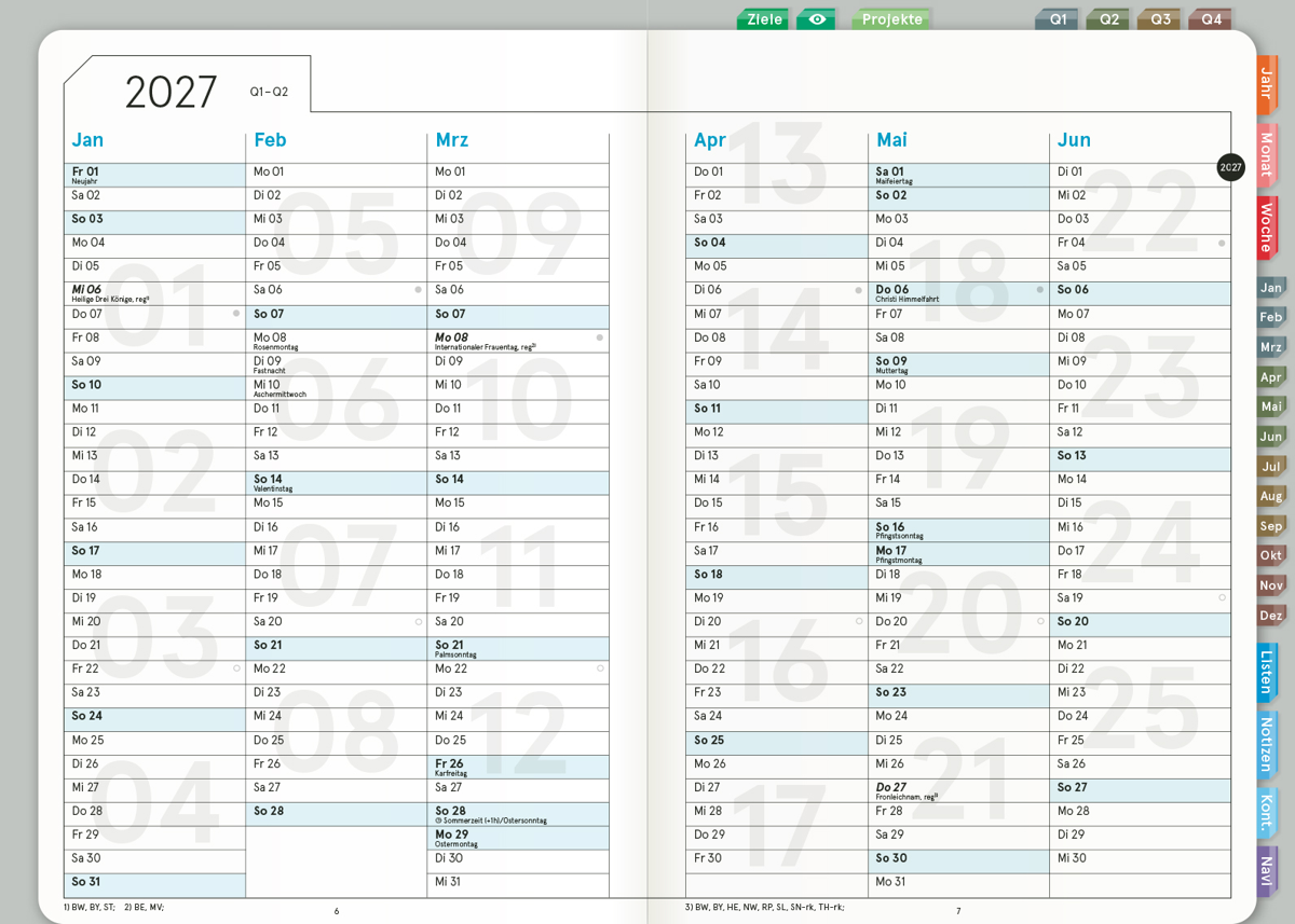 Digital Planner | Business 2027 | mit Navigation, doppelseitig